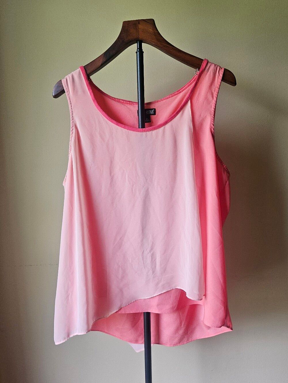 a.n.a Layered Chiffon Sleeveless Tank - Light Pink Size XL